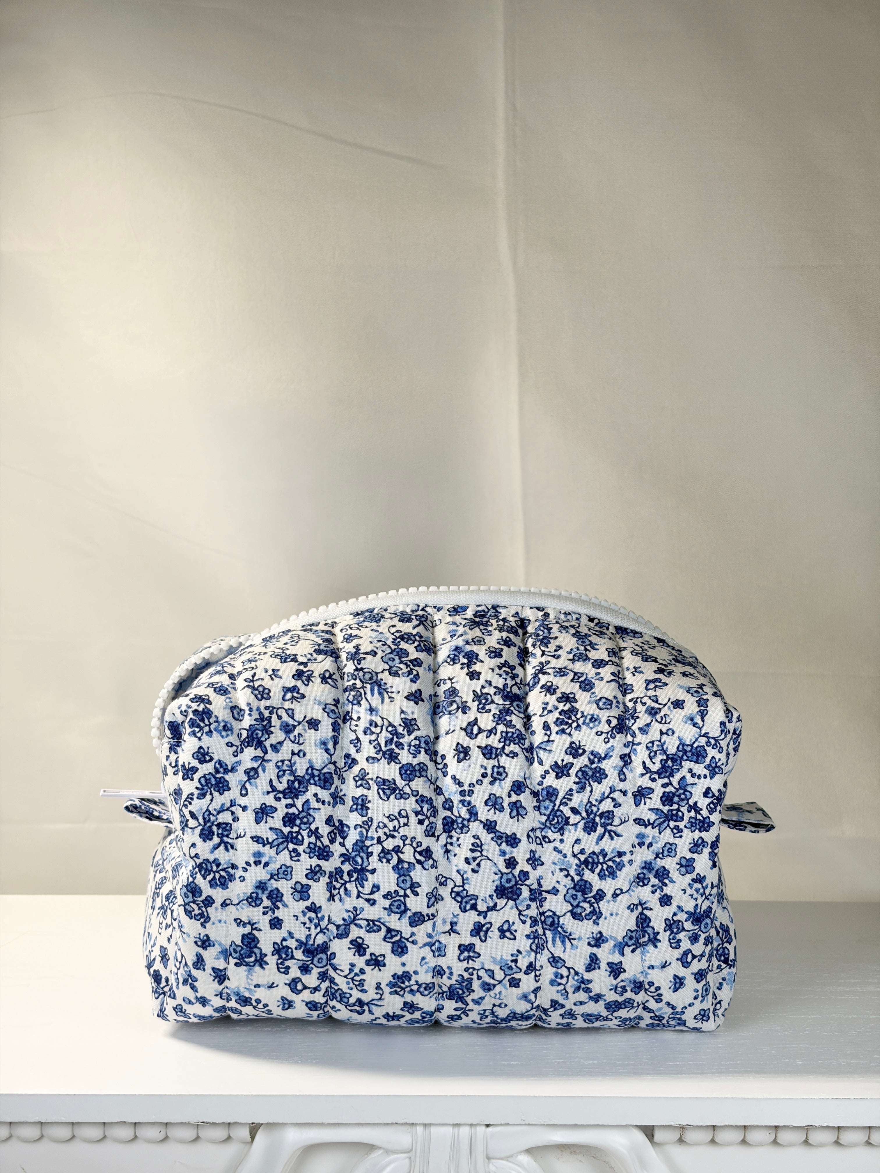 Royal Gingham Boxy Makeup Bag