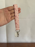 Pink Floral Keychain Wristlet