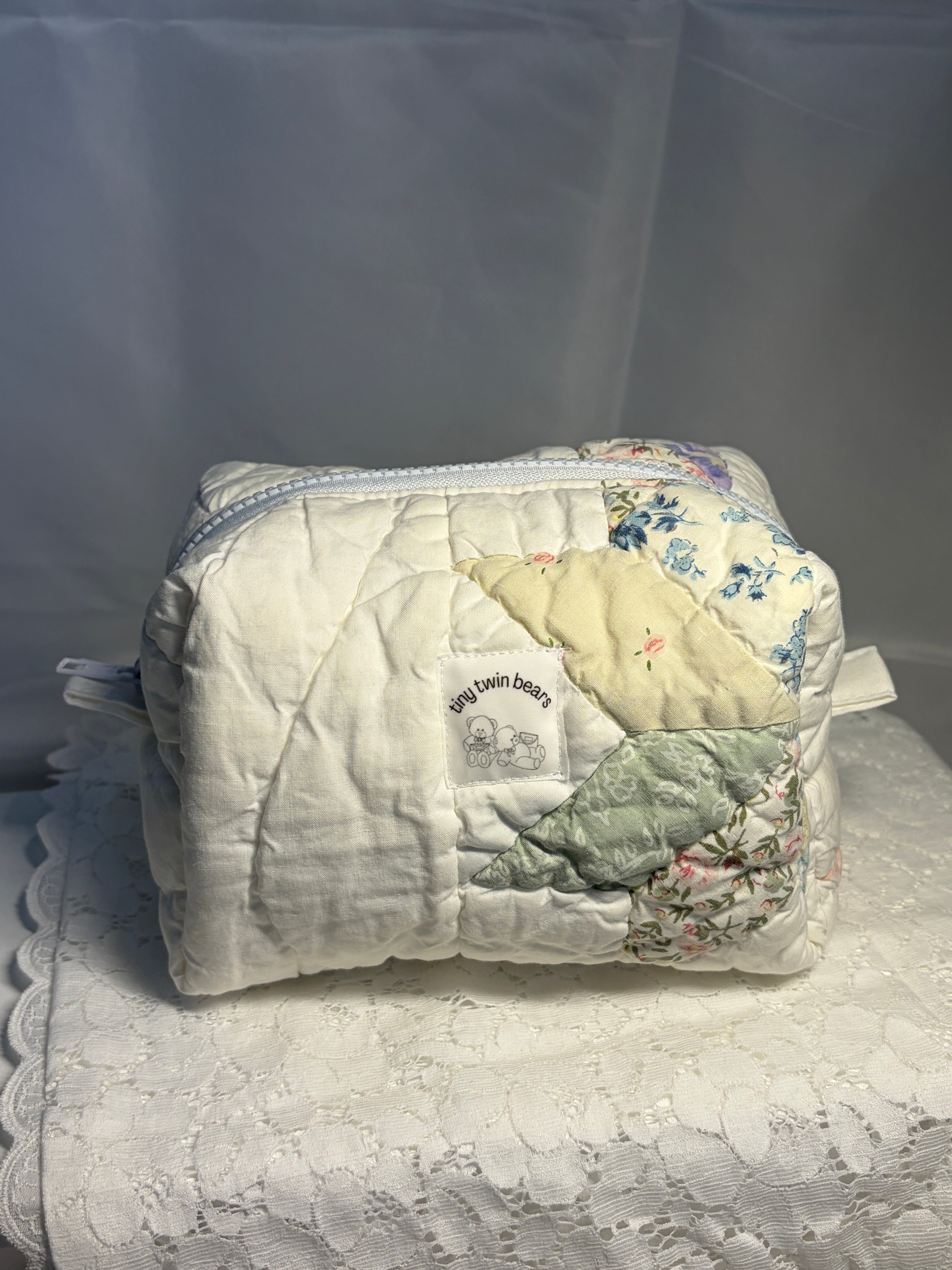 Upcycled Makeup Bag Blue Floral #4