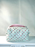 Blue Crimson Crosshatch Boxy Makeup Bag