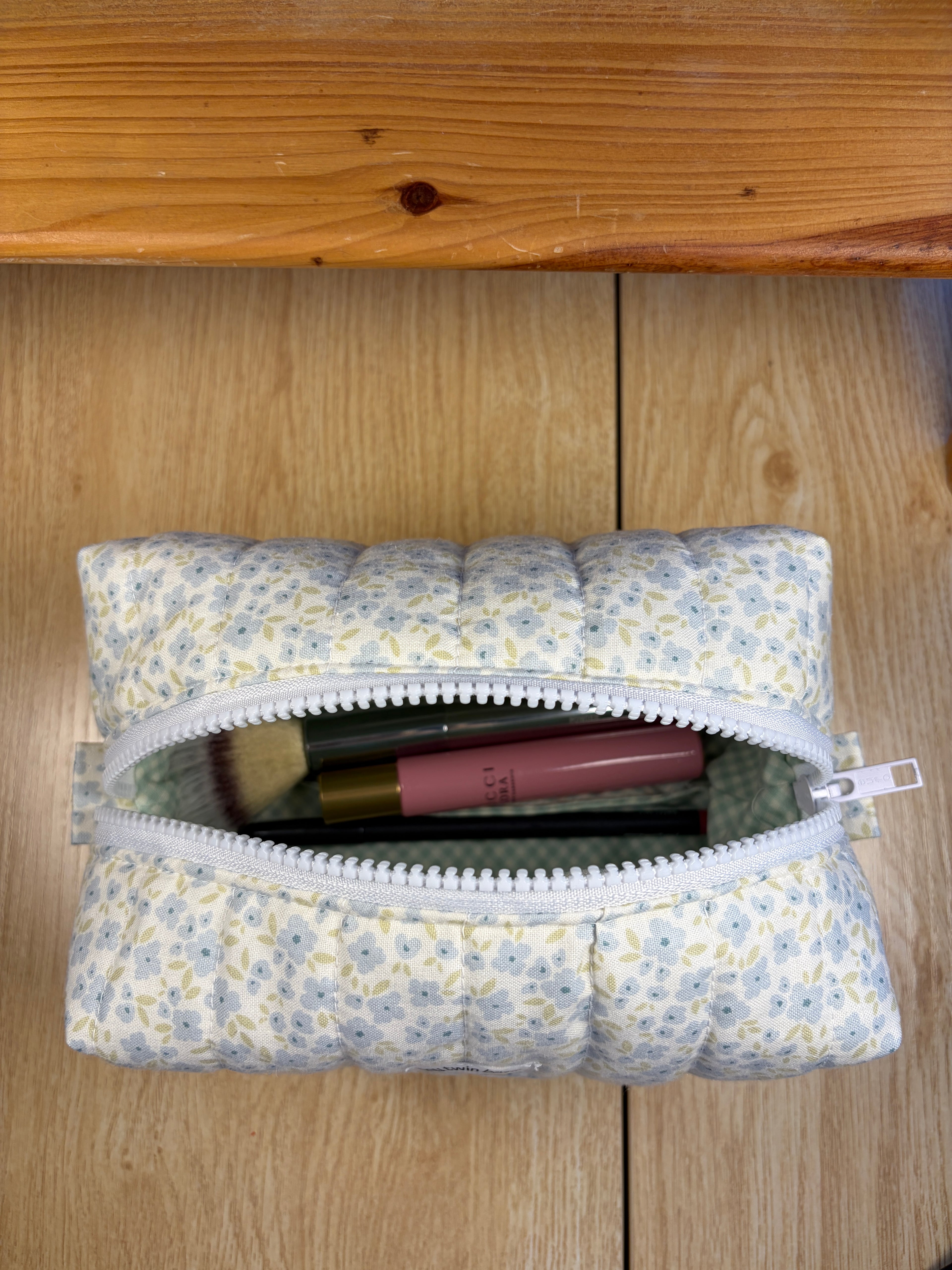 Blue Picnic Boxy Makeup Bag