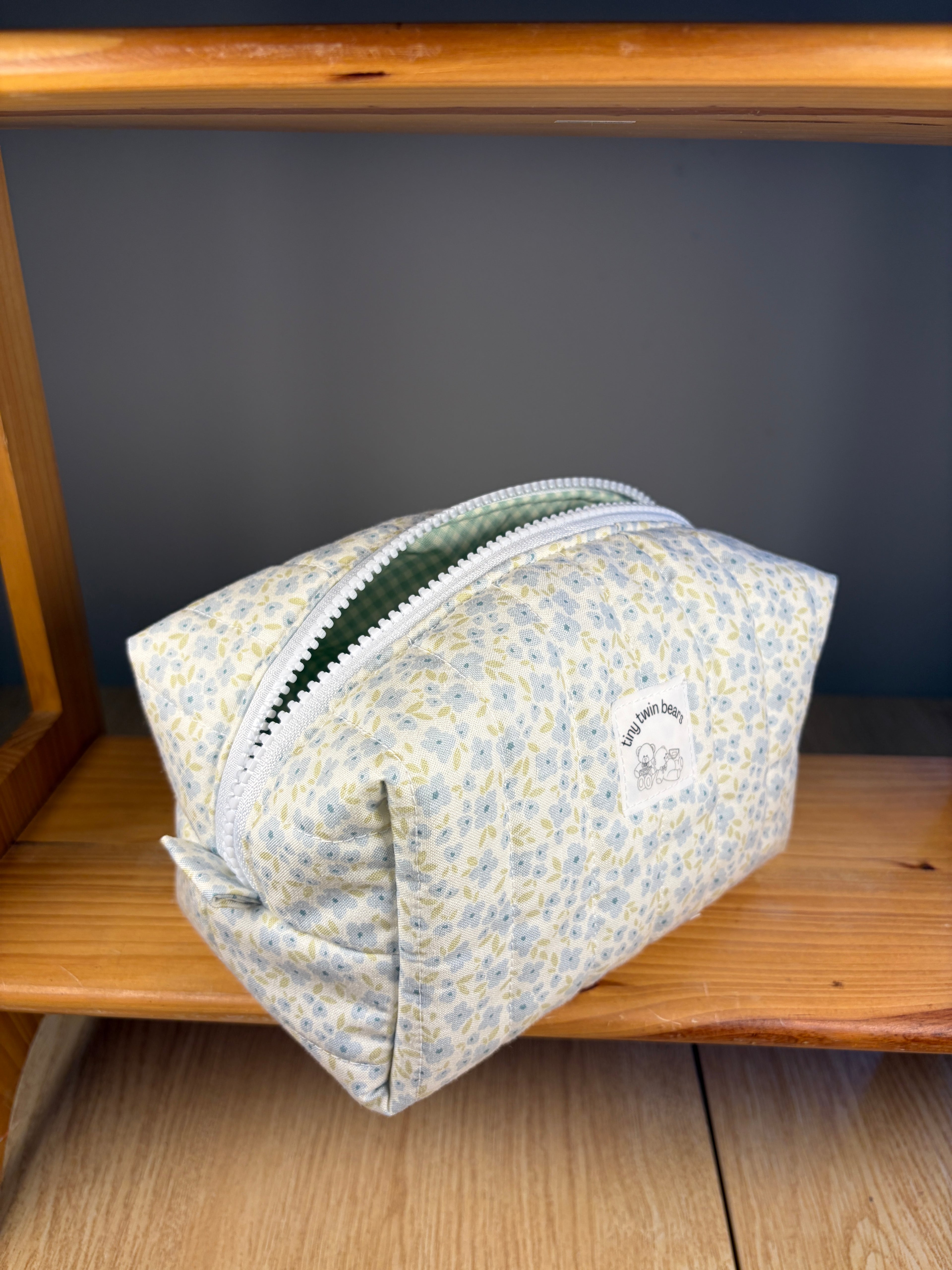 Blue Picnic Boxy Makeup Bag