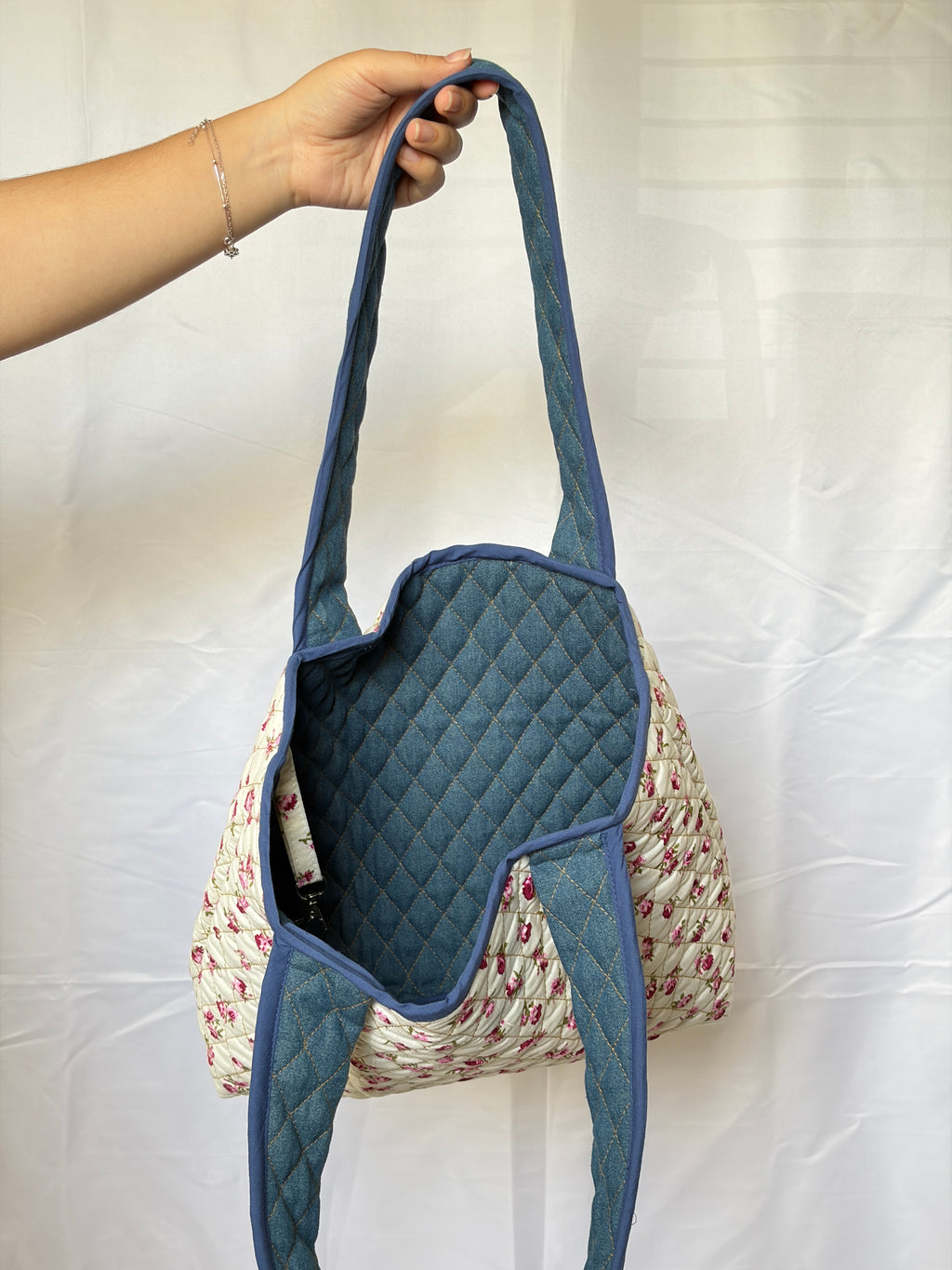 Floral and Denim Mini Tote