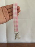 Pink Gingham Keychain Wristlet