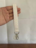White Polka Dot Keychain Wristlet