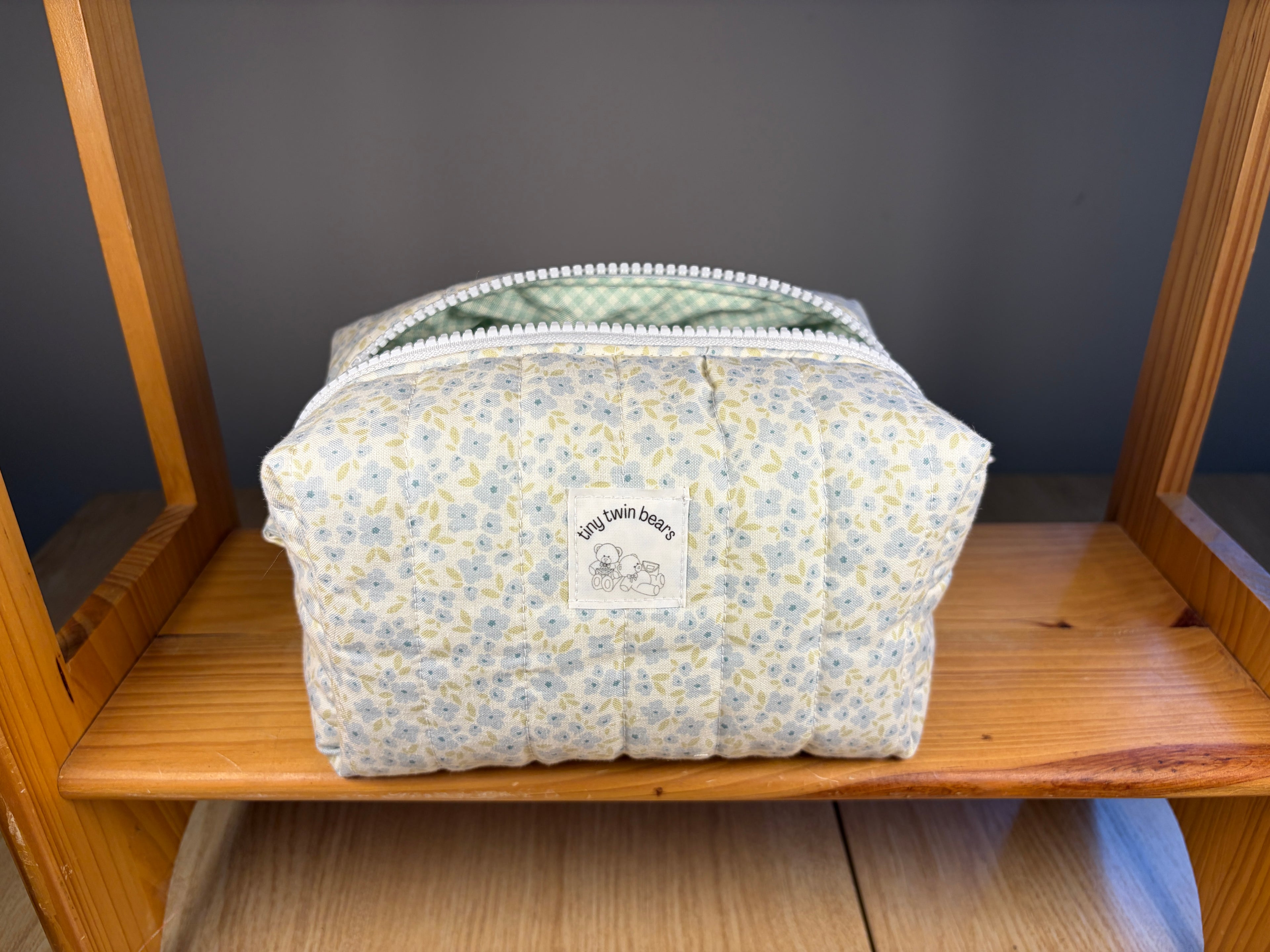 Blue Picnic Boxy Makeup Bag