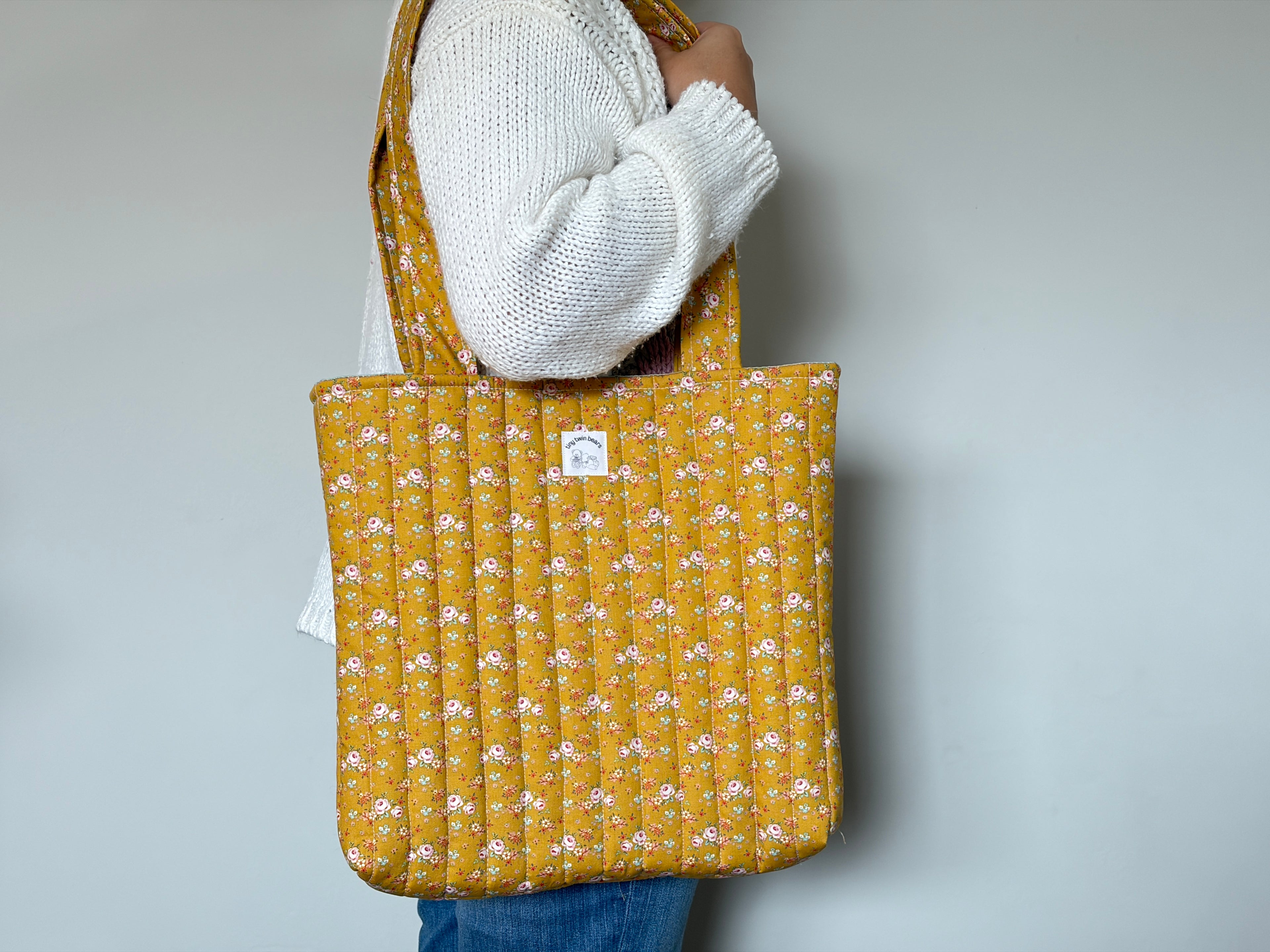 Mustard Garden - Handmade Quilted Tote Bag