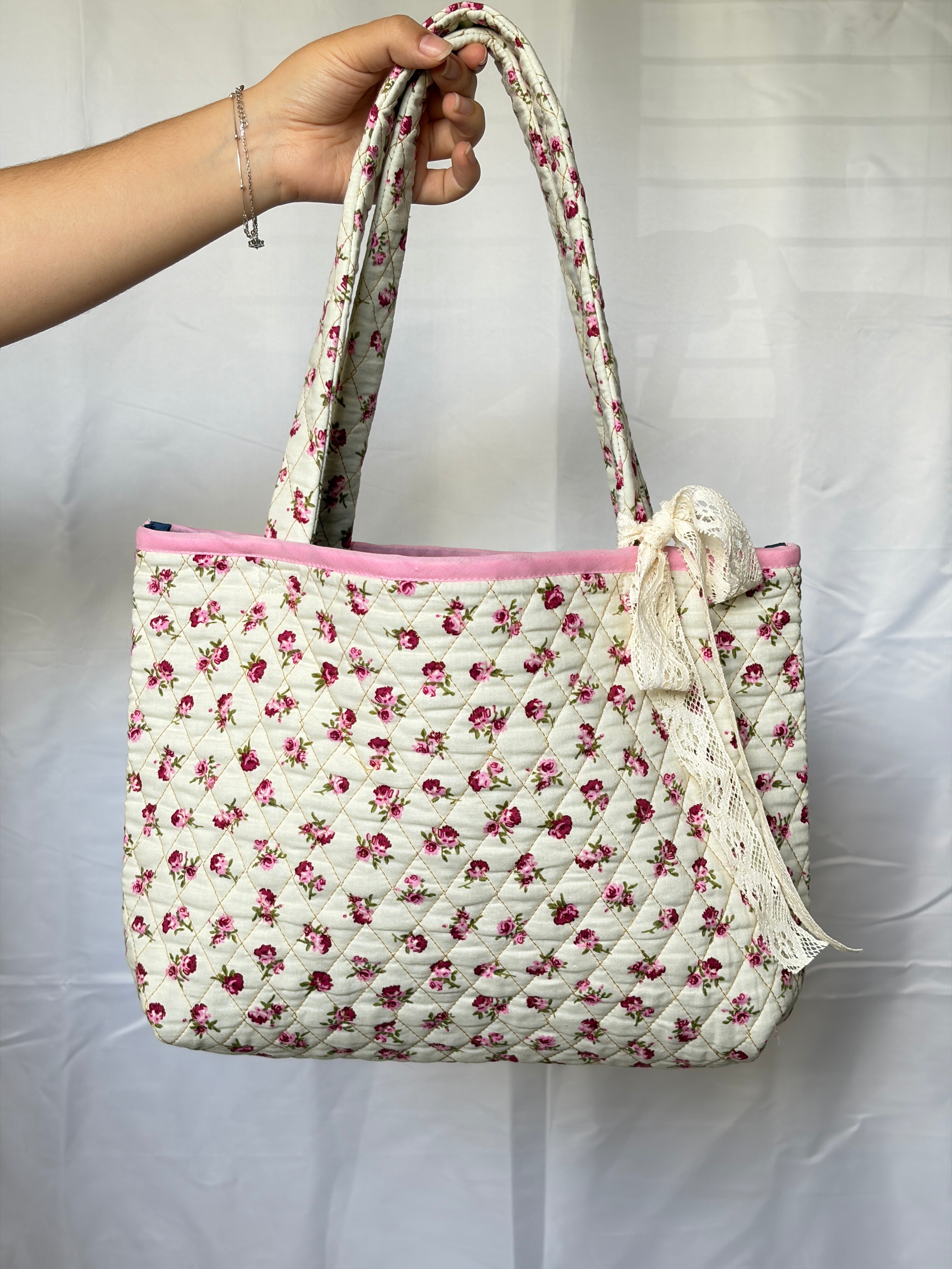 Floral and Denim Mini Tote