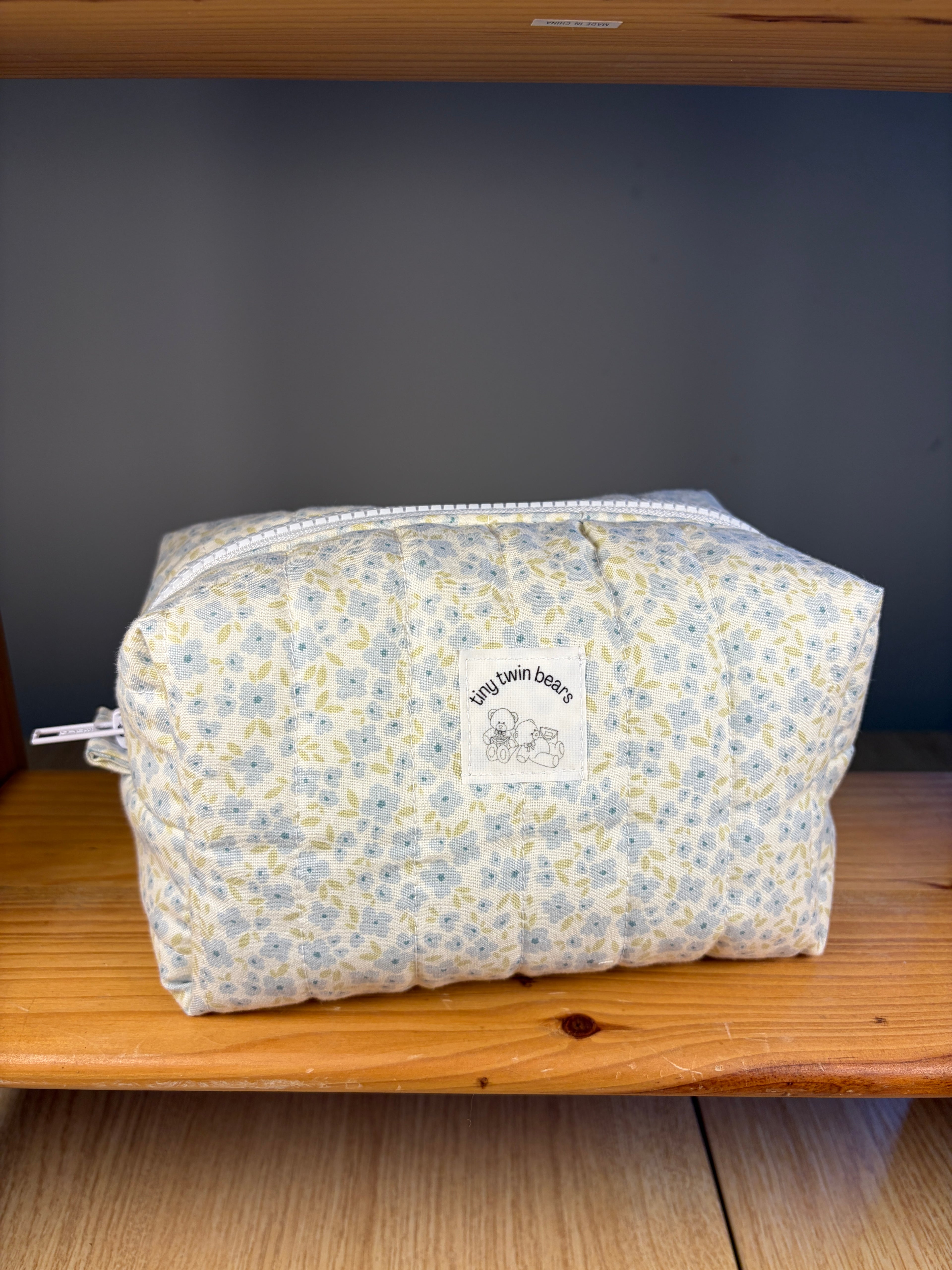 Blue Picnic Boxy Makeup Bag