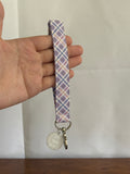 Purple Plaid Keychain Wristlet