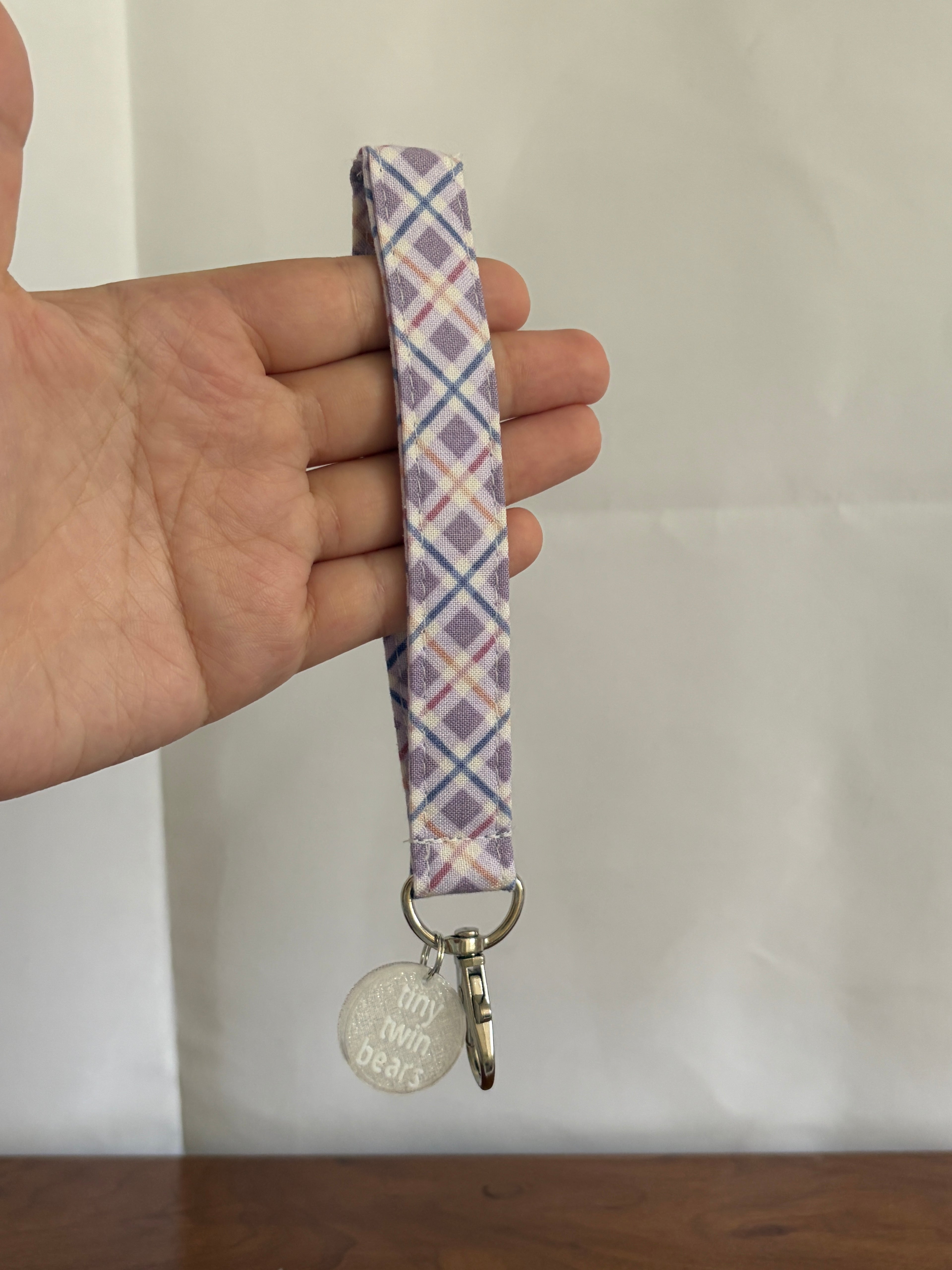 Purple Plaid Keychain Wristlet