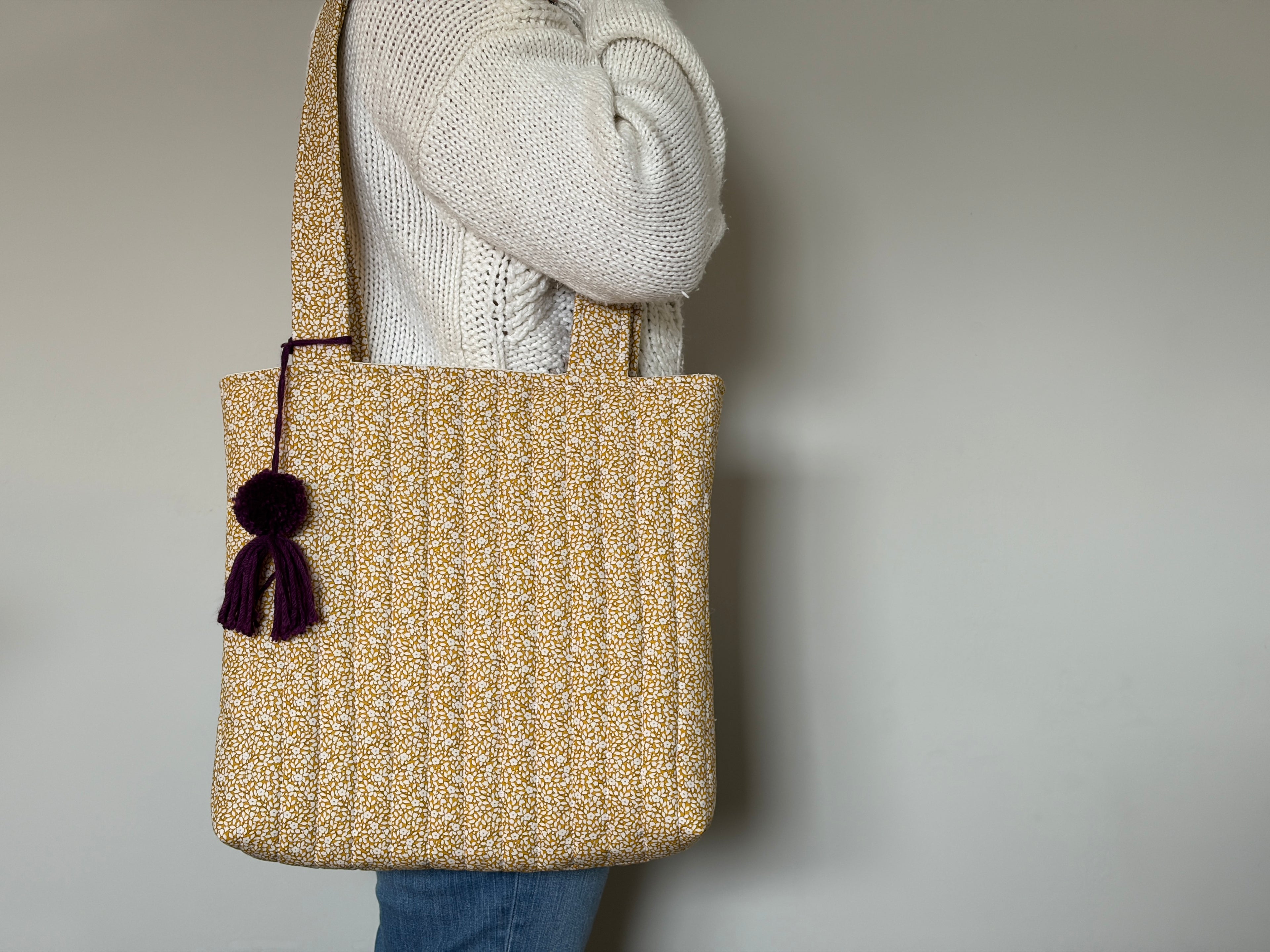 Mustard Cottage - Handmade Quilted Tote Bag