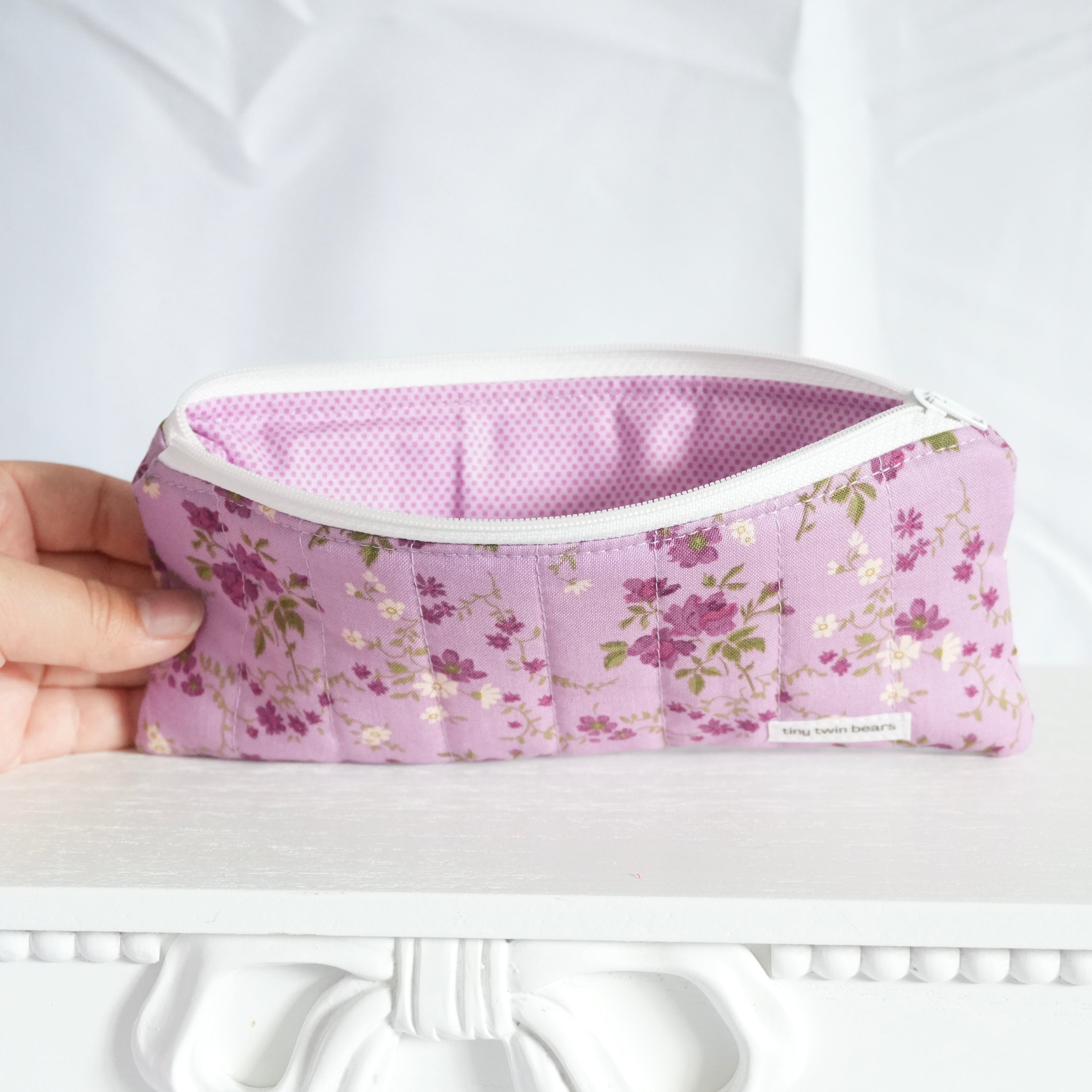 Purple Floral Pencil Case