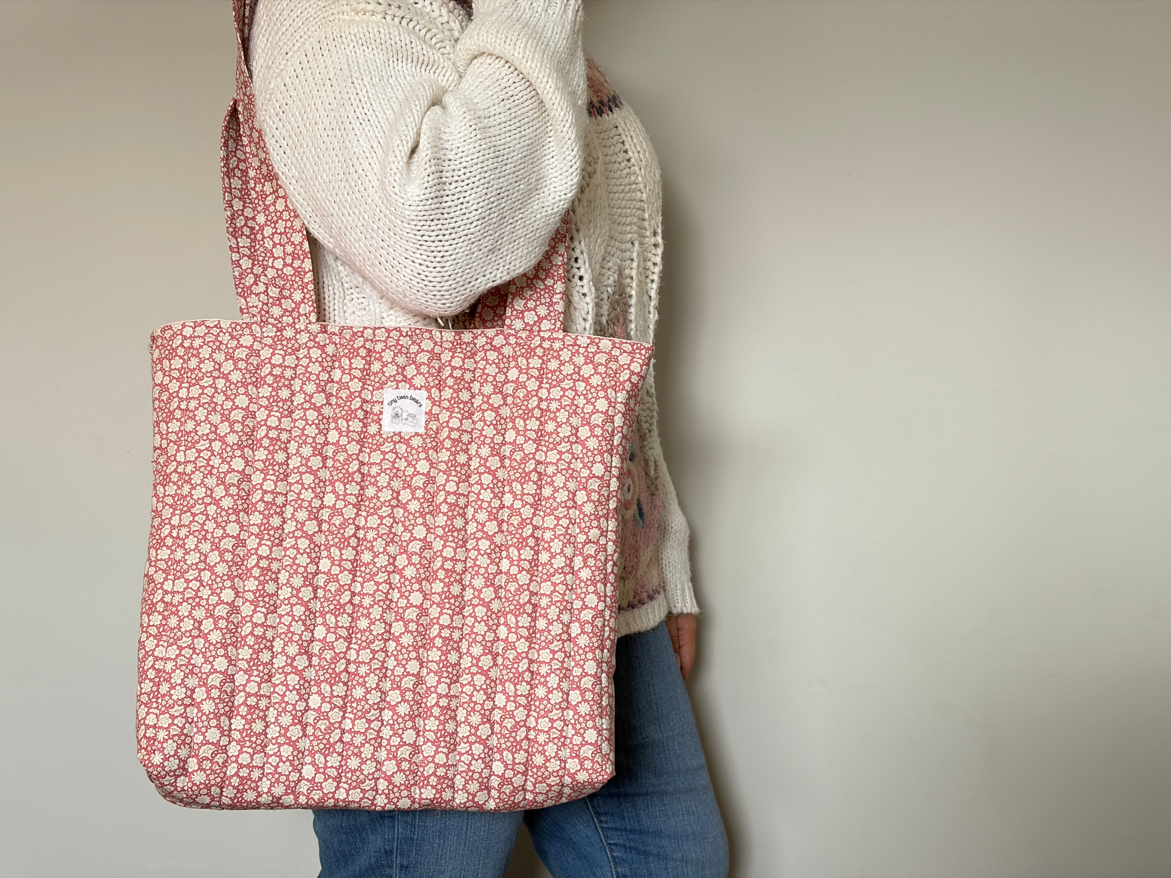 Pink Cottage - Handmade Quilted Tote Bag
