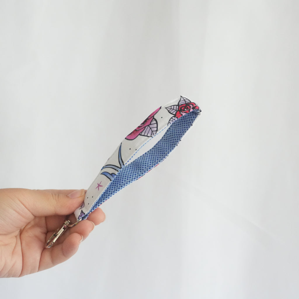 Bird Keychain Wristlet Blue Liner