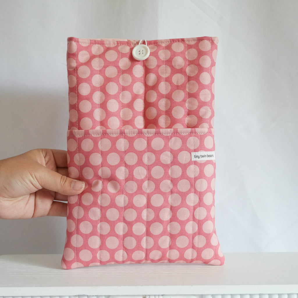 Pink Polka Dot Book Sleeve