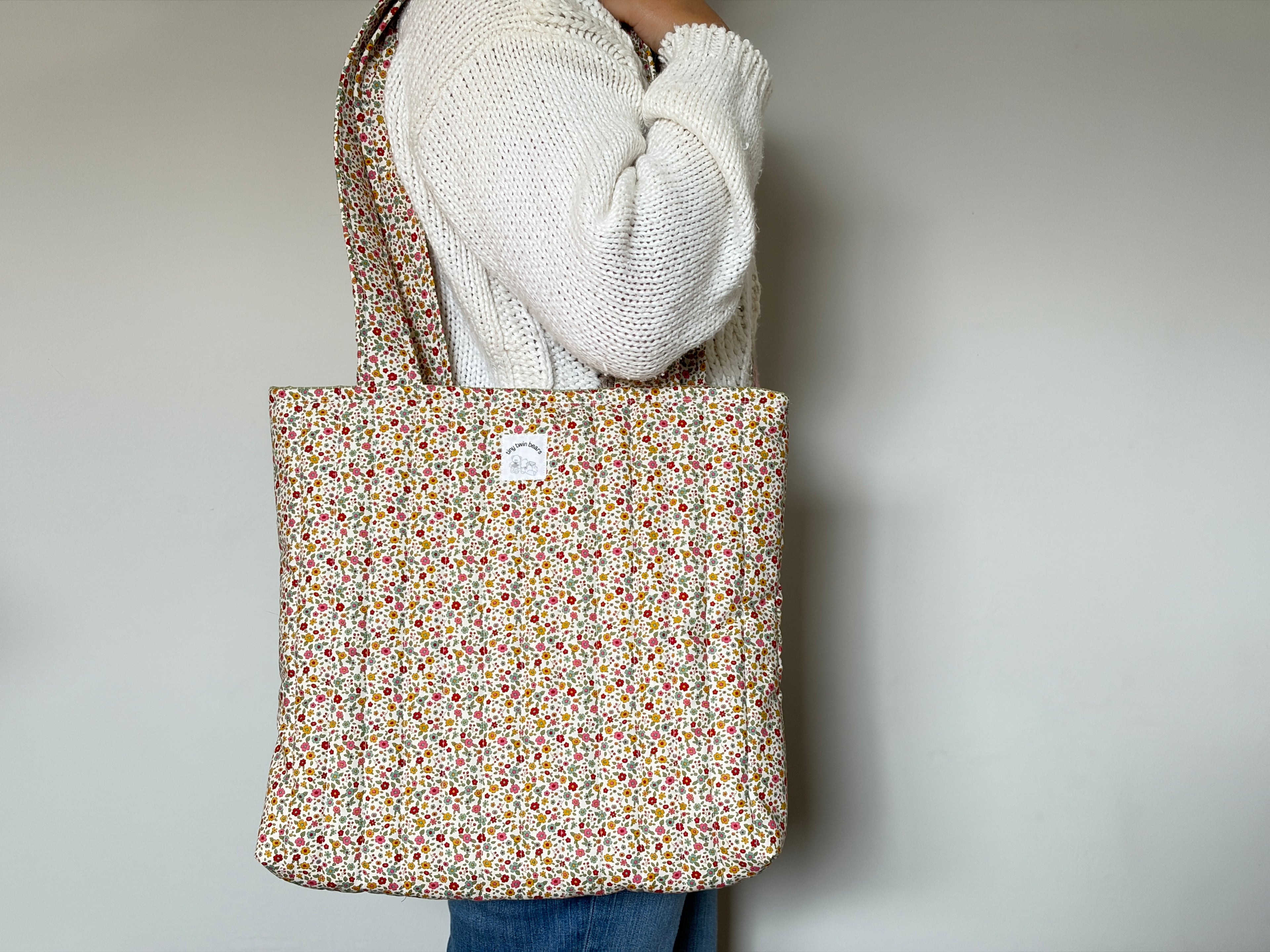 Cream Meadow - Handmade Quilted Tote Bag