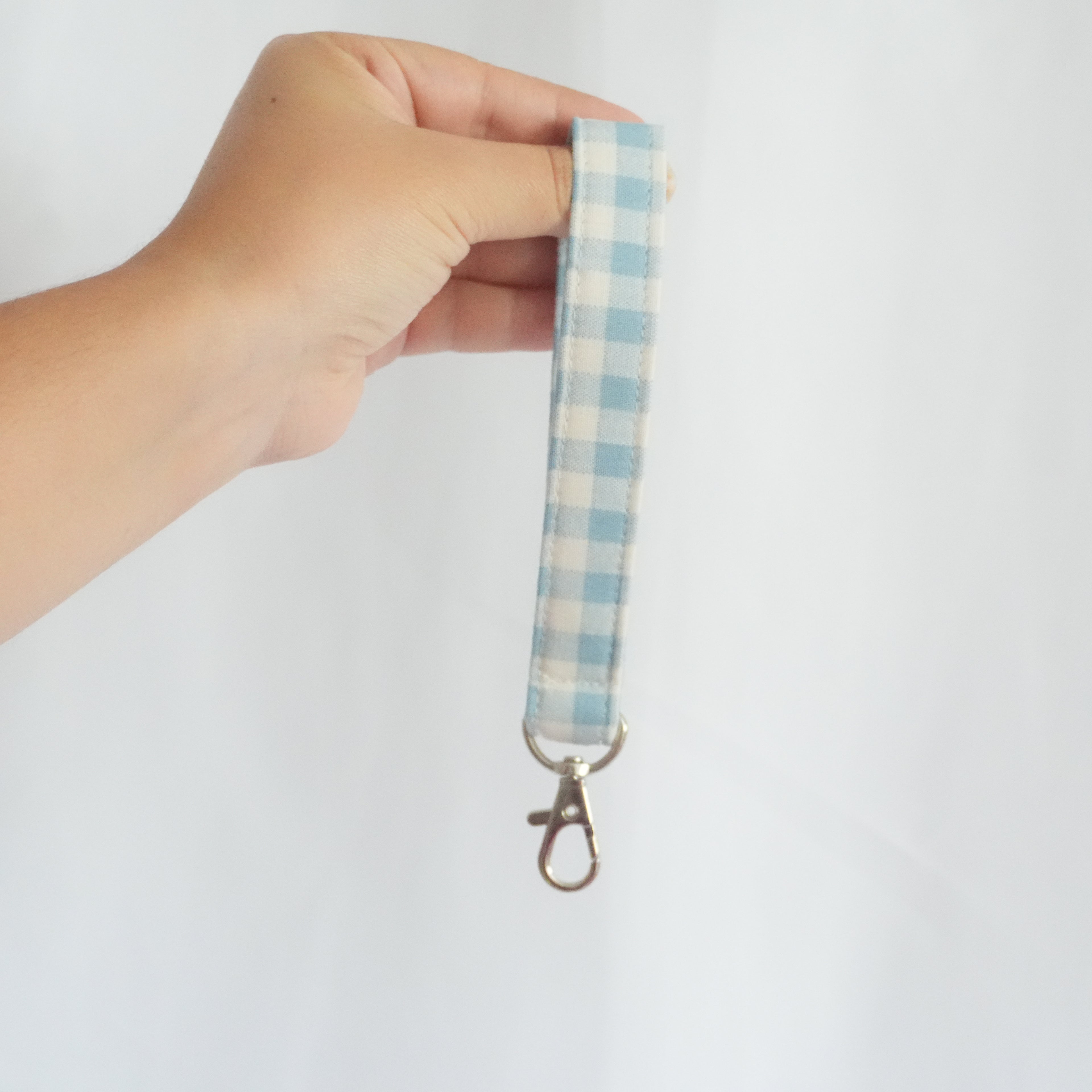Blue Gingham Wristlet