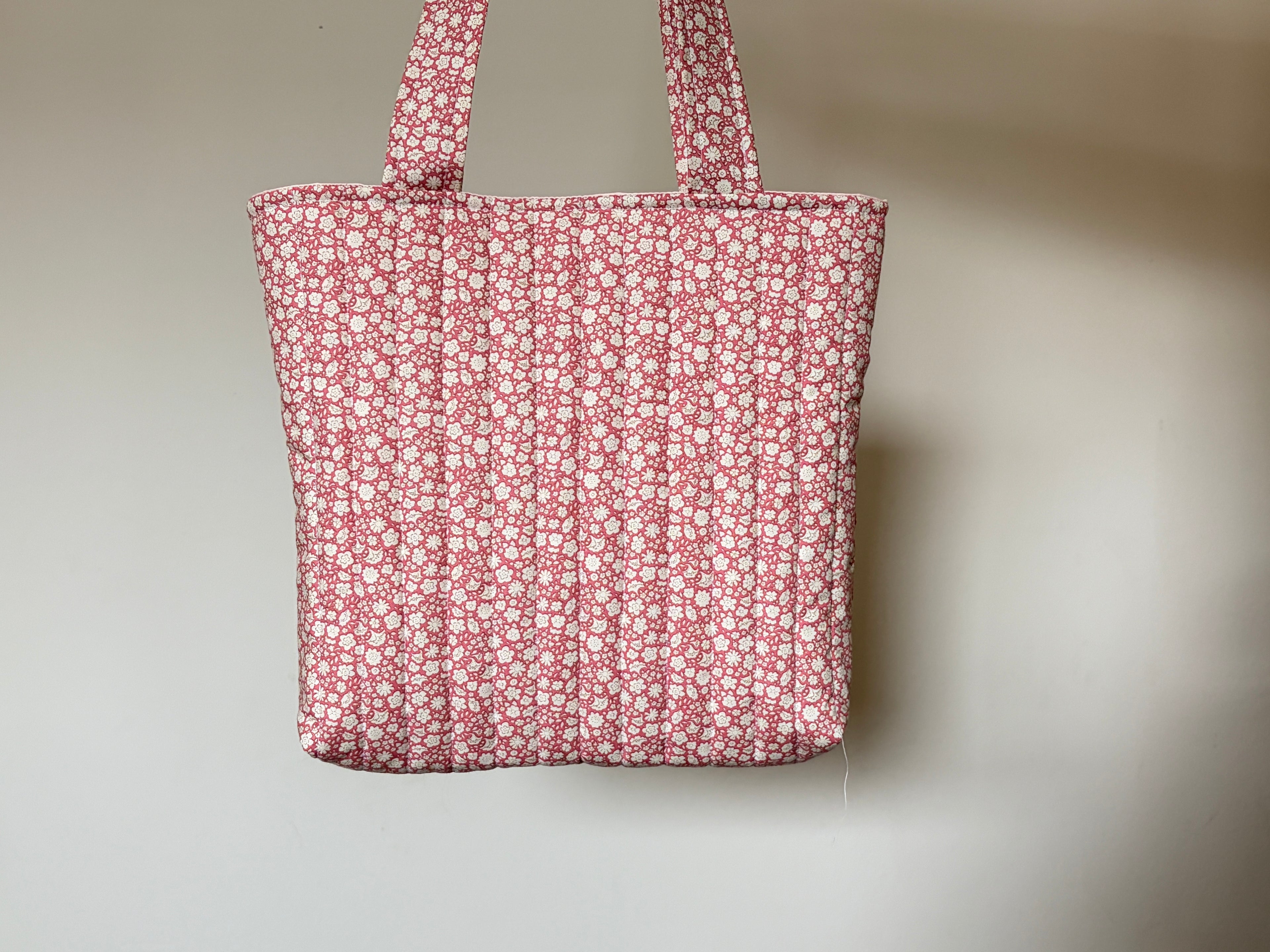 Pink Cottage - Handmade Quilted Tote Bag