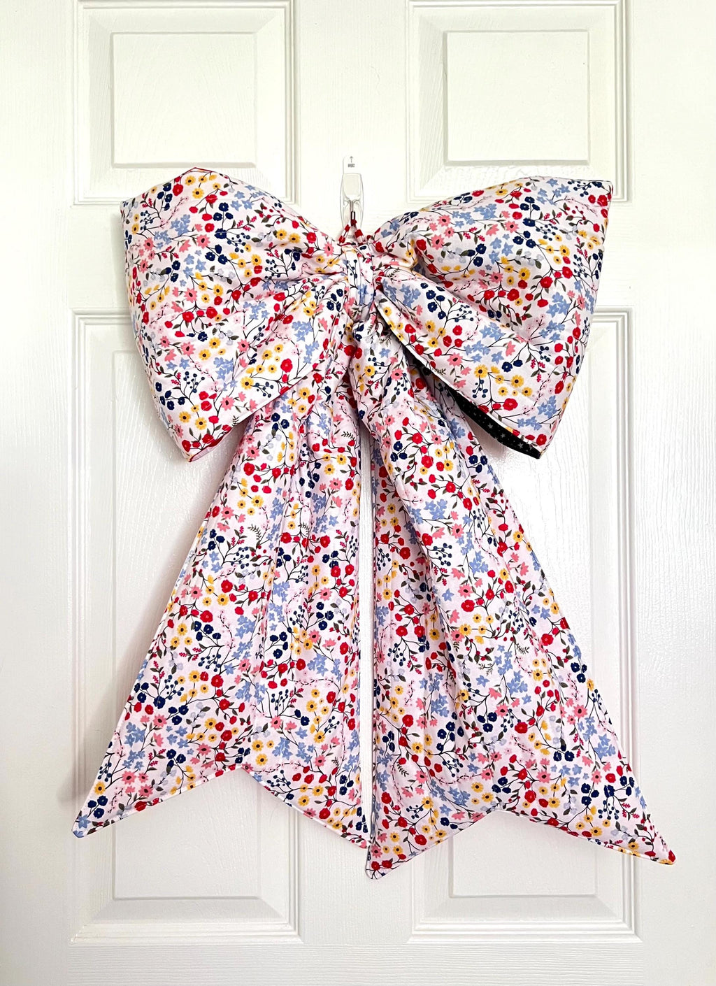 Giant Reversible Door  Bow - American Flag/summer floral wreath