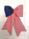 Giant Reversible Door  Bow - American Flag/summer floral wreath